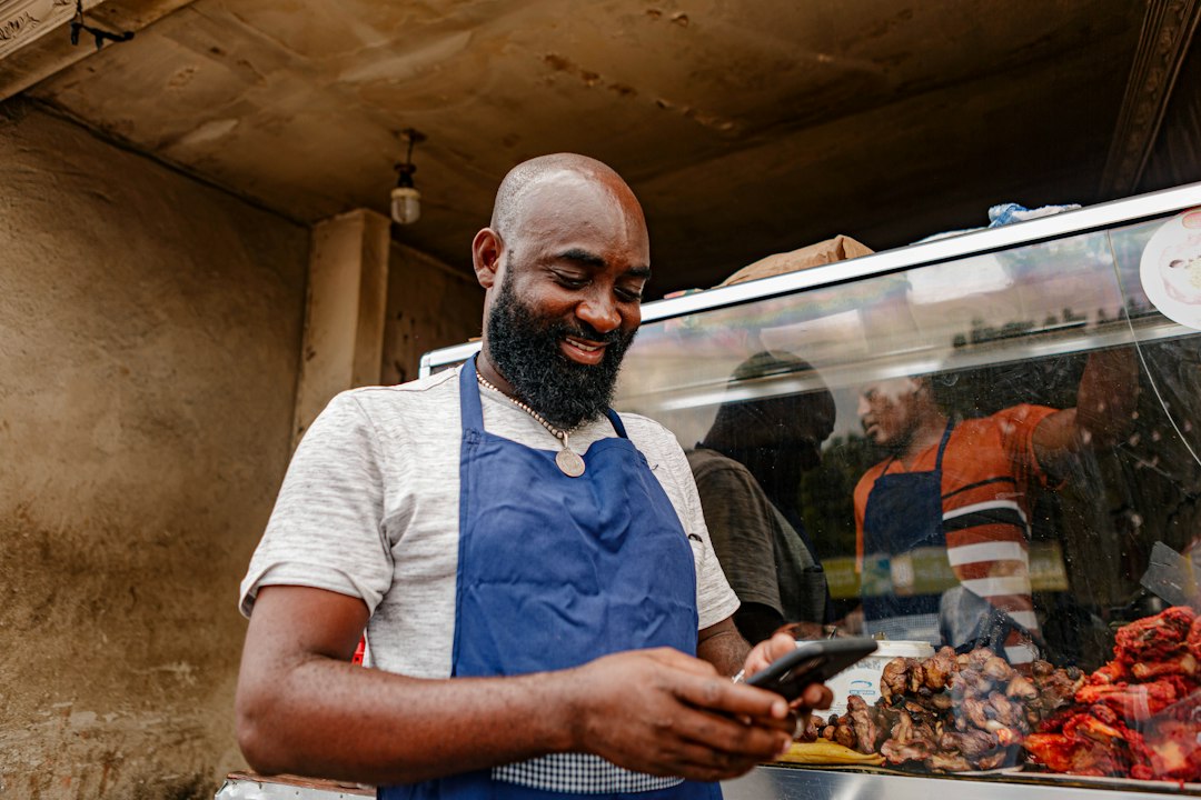 A small business owner checking a published new page on WordPress